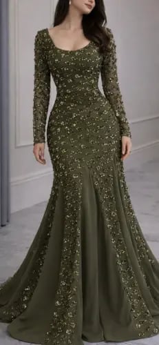 فستان سهره زيتي راقي