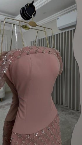 فستان سهره وردي فخم