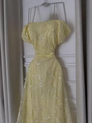 فستان سهره فخم ليموني