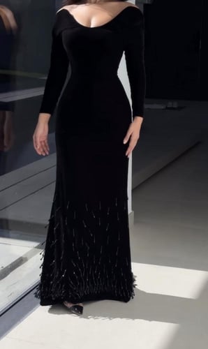 فستان سهره مخمل اسود فخم