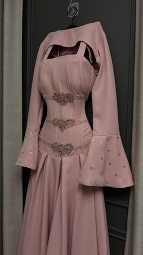 فستان سهره وردي فخم