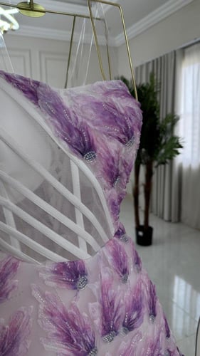 فستان سهره فخم موف وابيض