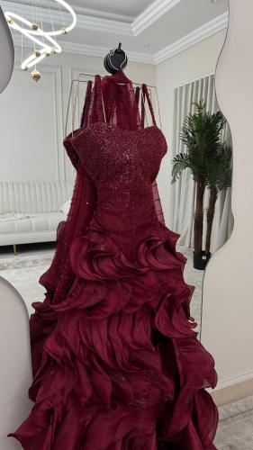 فستان سهره فخم عنابي