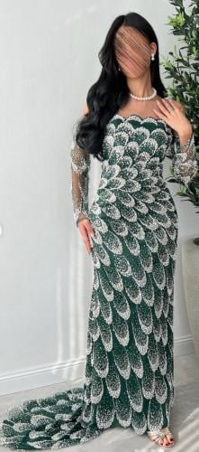 فستان سهره زيتي فخم