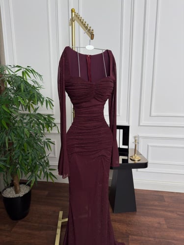 فستان سهره برغندي ناعم