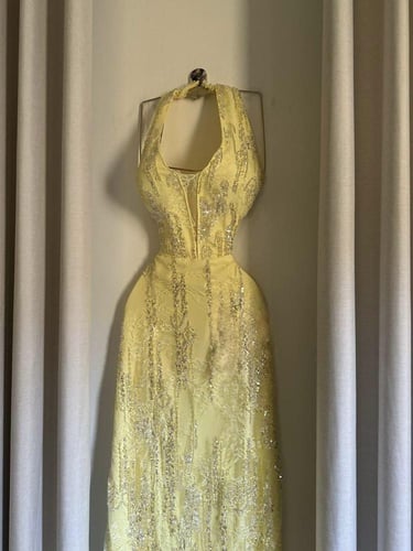 فستان سهره فخم ليموني