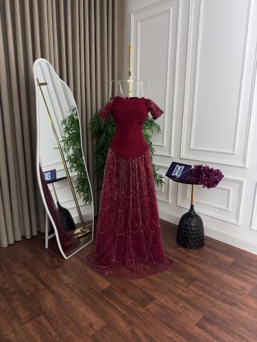 فستان سهره عنابي فخم