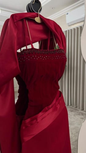 فستان سهره احمر جوخ وتفته