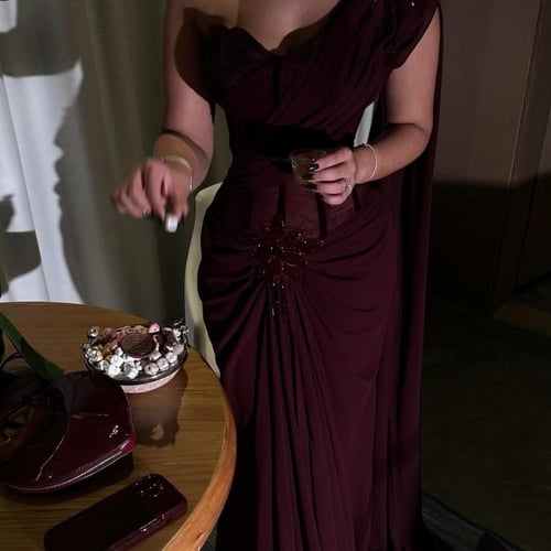 فستان سهره عنابي راقي