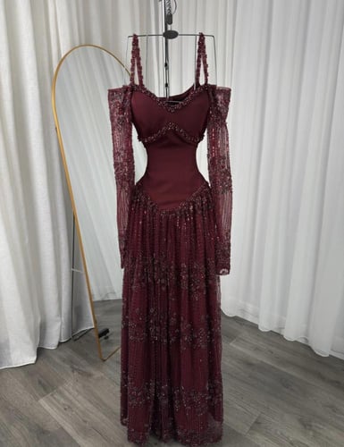 فستان سهره برغندي فخم