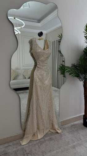 فستان سهره فخم بيج