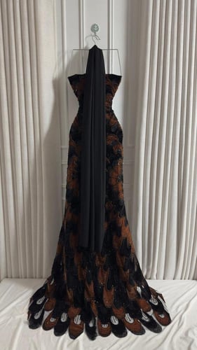 فستان سهره مخمل قطيفي وخرز