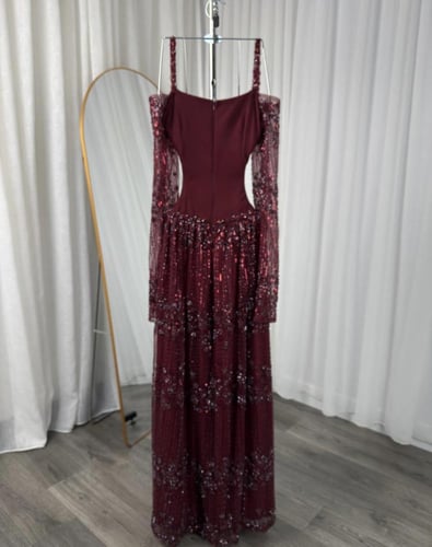 فستان سهره برغندي فخم