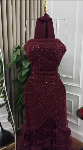 فستان سهره فخم عنابي