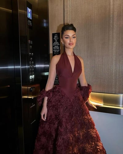 فستان سهره فخم برغندي