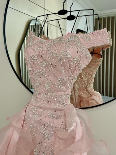 فستان سهره وردي فخم