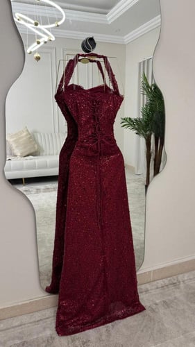 فستان سهره عنابي نارين