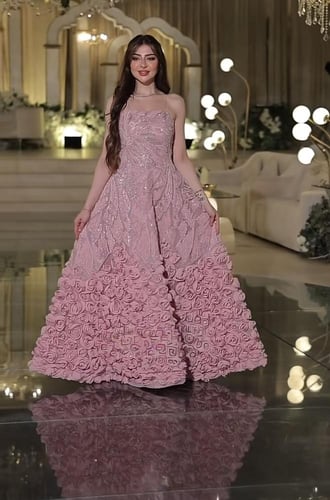 فستان سهره وردي فخم