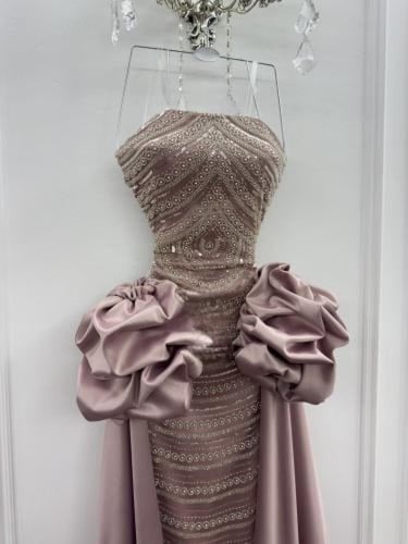 فستان سهره فخم وردي