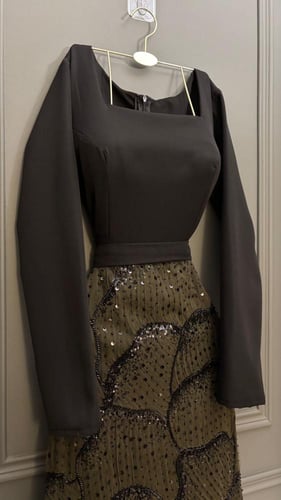 فستان سهره فخم زيتي