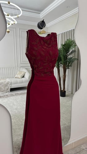 فستان سهره عنابي فخم