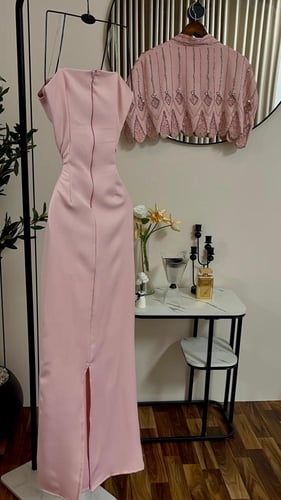 فستان سهره وردي فخم