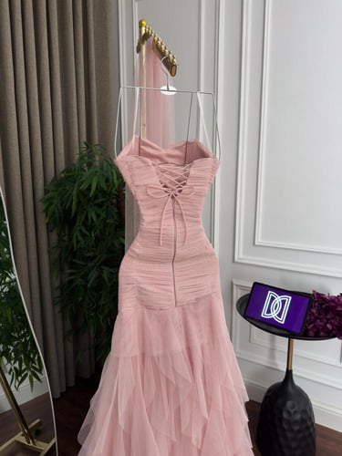 فستان سهره وردي تل