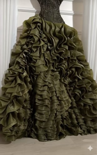 فستان سهره زيتي فخم