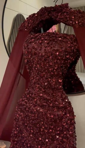 فستان سهره عنابي راقي