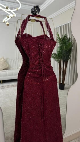 فستان سهره عنابي نارين