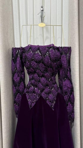 فستان سهره تول وجوخ فخم موف