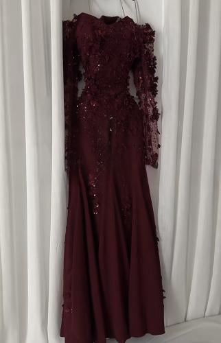 فستان سهره فخم عنابي