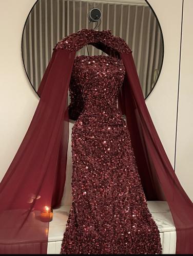 فستان سهره عنابي راقي