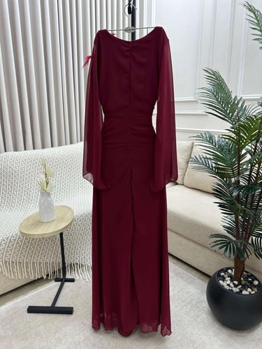 فستان سهره عنابي ناعم