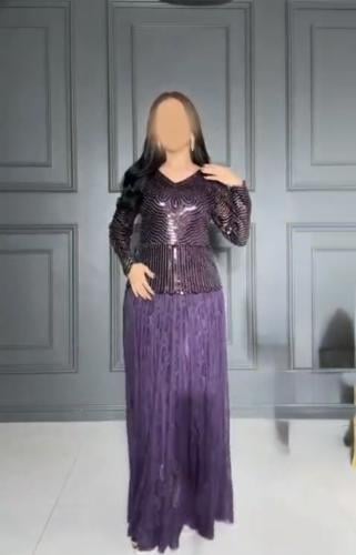 فستان سهره فخم موف فاتح