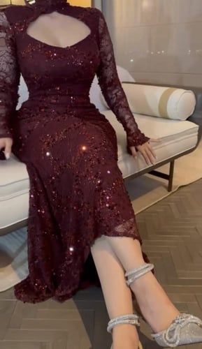 فستان سهره فخم عنابي