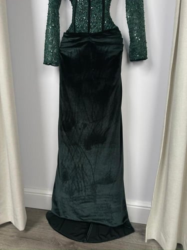 فستان سهره مخمل زيتي