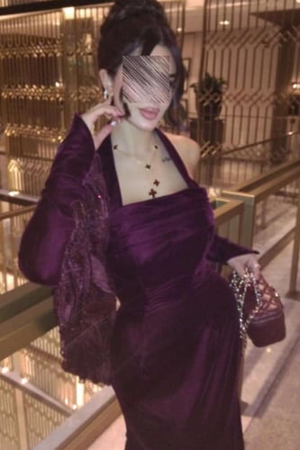 فستان سهره عنابي