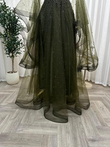 فستان سهره زيتي فخم