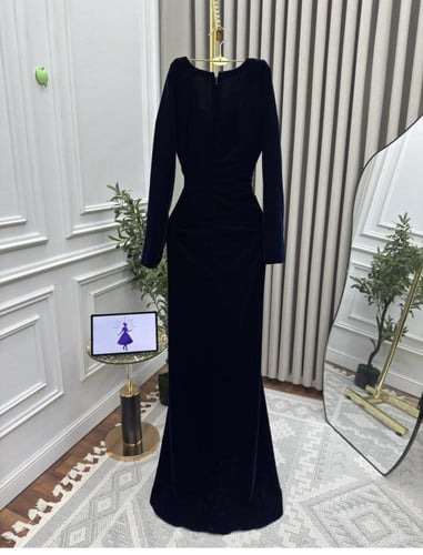 فستان سهره مخمل كحلي