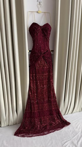 فستان سهره فخم عنابي