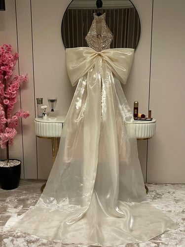 فستان سهره فخم بيج وسكري