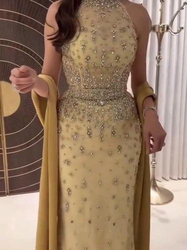 فستان سهره فخم ذهبي