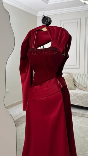 فستان سهره احمر جوخ وتفته