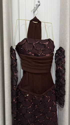 فستان سهره بني فخم