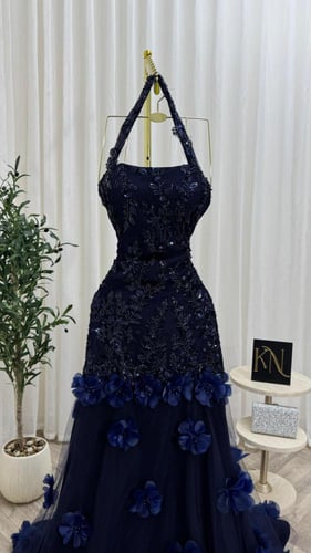 فستان سهره كحلي راقي