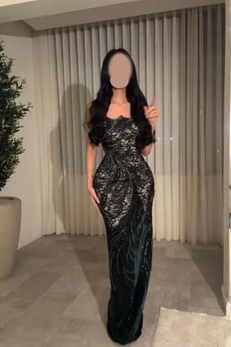 فستان سهره فخم زيتي على اسود