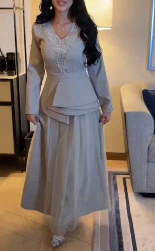 فستان سهره ناعم رصاصي