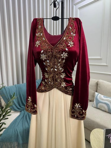 فستان سهره قطعتين مخمل وتل