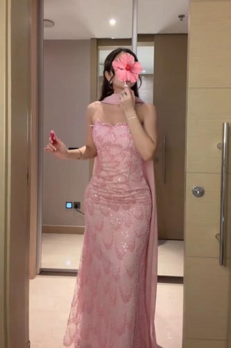 فستان سهره وردي فخم